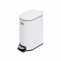 Black + Decker Curved Slimline Pedal 10L Recycle Bin - White