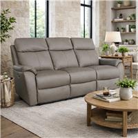 Aspire Kingsmere Leather 3 Seater Power Recliner Sofa - Elephant