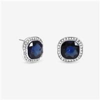Jon Richard Rhodium Plated Sapphire Stud Earrings