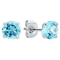 Revere 9ct White Gold Round Blue Topaz Stud Earrings