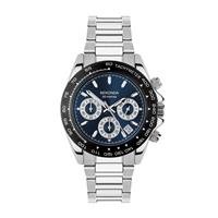 Sekonda Mens Blue Sunray Dial Chronograph Silver Stainless Steel Bracelet Watch