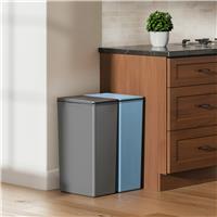 EKO Morandi 80 Litre Touch Top Recycling Bin - Grey & Blue