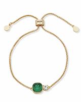 DKNY Gold Tone Emerald Cushion Stone Slider Bracelet