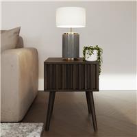 GFW Louvered 1 Drawer Side Table - Walnut Effect