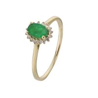 Revere 9ct Gold 0.08ct Diamond and Emerald Cluster Ring - T