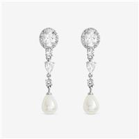 Jon Richard Rhodium Plated Pearl Multi-Stone Drop Earrings