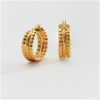 Revere 9ct Gold Plated Beaded and Edged Hoop Earrings