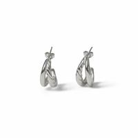 Freedom Silver Tone Stainless Steel Etched Stud Earrings