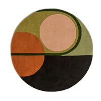 Habitat Geometric Circle Wool Rug - Multi - 120x120cm