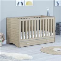 Babymore Veni Cot Bed & Drawer - Oak