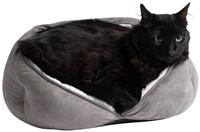 Grey Suede and Faux Fur Cat Bed-Medium