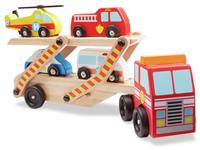 Melissa & Doug Wooden Emergency Vehicle Transporter Truck
