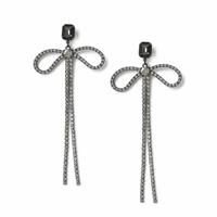 Freedom Gunmetal Bow Drop Earrings