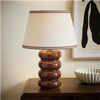 ValueLights Gia Ceramic Stacked Table Lamp - Autumn Brown