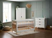 Obaby Maya Cot Bed Nursery Furniture Set - White and Acacia