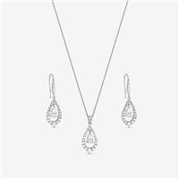 Jon Richard Rhodium Plated And Crystal Pear Drop Box Set