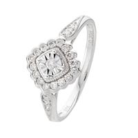 Revere 9ct White Gold 0.20ct Diamond Engagement Ring - O