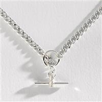 Revere Sterling Silver Cubic Zirconia T-Bar Curb Necklace