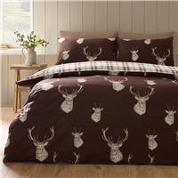 Catherine Lansfield Stag Check Chocolate Bedding Set - Double