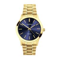 Sekonda Mens Dark Blue Dial Gold Tone Stainless Steel Bracelet Watch