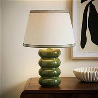 ValueLights Gia Ceramic Triple Trim Table Lamp - Olive