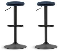 Habitat Hewitt Pair of Velvet Bar Stools - Blue