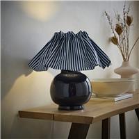 ValueLights Arabella Ceramic Pleated Table Lamp - Navy Blue