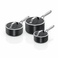 Ninja Ceramic Pro 3 Piece Aluminium Sauce Pan Set - Black