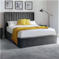 Julian Bowen Langham Super King Velvet End Lift Ottoman Bed - Grey