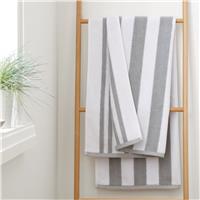Catherine Lansfield Reversible Stripe Jacquard Bath Towel - Grey