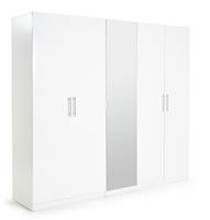 Habitat Munich 5 Door Mirror Wardrobe - White Gloss