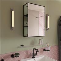 Croydex Black Metal Wall Mirror With Shelf - 60x40cm