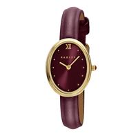 Radley Gold Plated Oval Case Dark Cherry Leather Strap Watch