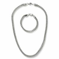 Uncommon Souls Silver Tone Box Chain Necklace and Bracelet Set