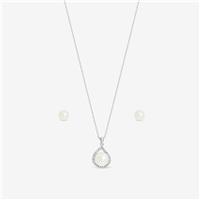Jon Richard Rhodium Plated Crystal And Pearl Halo Box Set