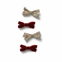 Flitzy Red and Gold Bow Hair Clips - Pack of 4