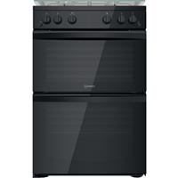 Indesit ID67G0MMB/UK 60cm Double Oven Gas Cooker - Black