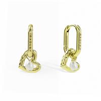 Radley 18ct Gold Plated Heart And Pearl Hanging Drop Hoop Earrings