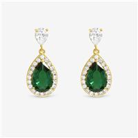 Jon Richard Gold Plated Cubic Zirconia Emerald Pear Drop Earrings
