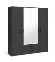 Argos Home Oslo 4 Door 2 Drawer Wardrobe - Black Oak Effect