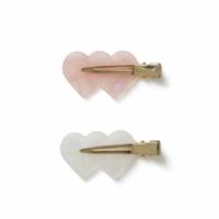 Freedom Resin Double Hearts Hair Clips - Pack of 2