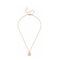 Freedom Gold Tone Pink Gem Rectangle Pendant Necklace