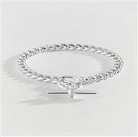 Revere Sterling Silver Cubic Zirconia T-Bar Curb Bracelet