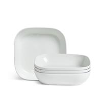 Habitat Riko Square 4 piece Pasta Bowls - White
