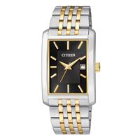 Citizen Men's Quartz Black Dial Two Tone Stainless Steel Bracelet Watch