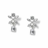 Freedom Silver Tone Floral Crystal Drop Earrings