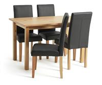 Argos Home Ashdon Solid Wood Dining Table & 4 Black Chairs