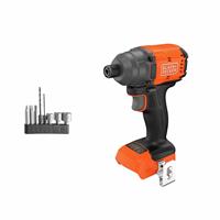 Black + Decker Brushless Impact Driver With Drill Bits - 18V