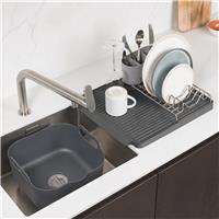 ReBorn 2 Piece Washing Up Bowl and Large Draining Rack - Dark Grey