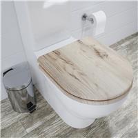 Croydex Varese Oak Effect D Shaped Toilet Seat - Grey